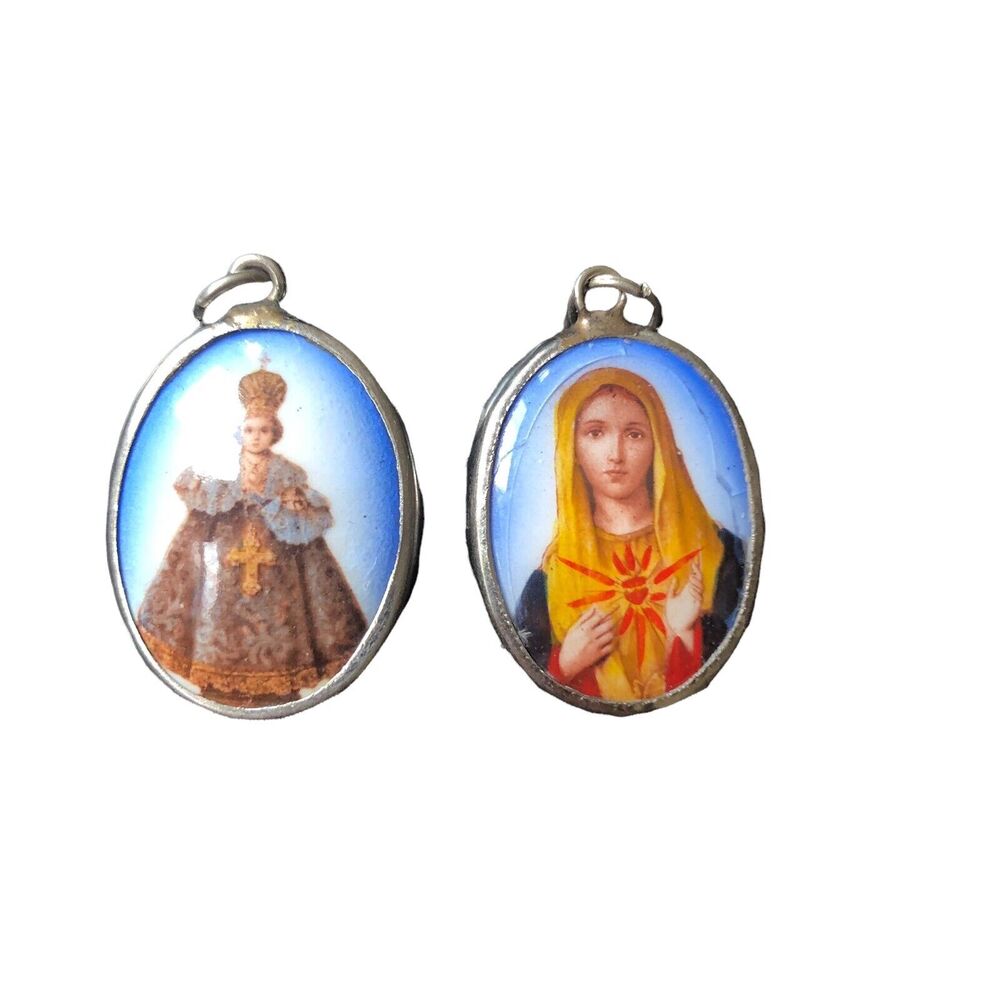 Catholic Immaculate Heart Of Mary & The Infant Of Prague Bright Color Medals